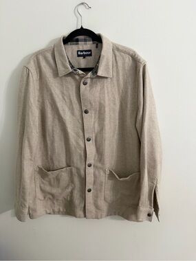 Barbour Waterhill Tailored Overshirt Men's Medium Stone Marl Wool Blend Size L